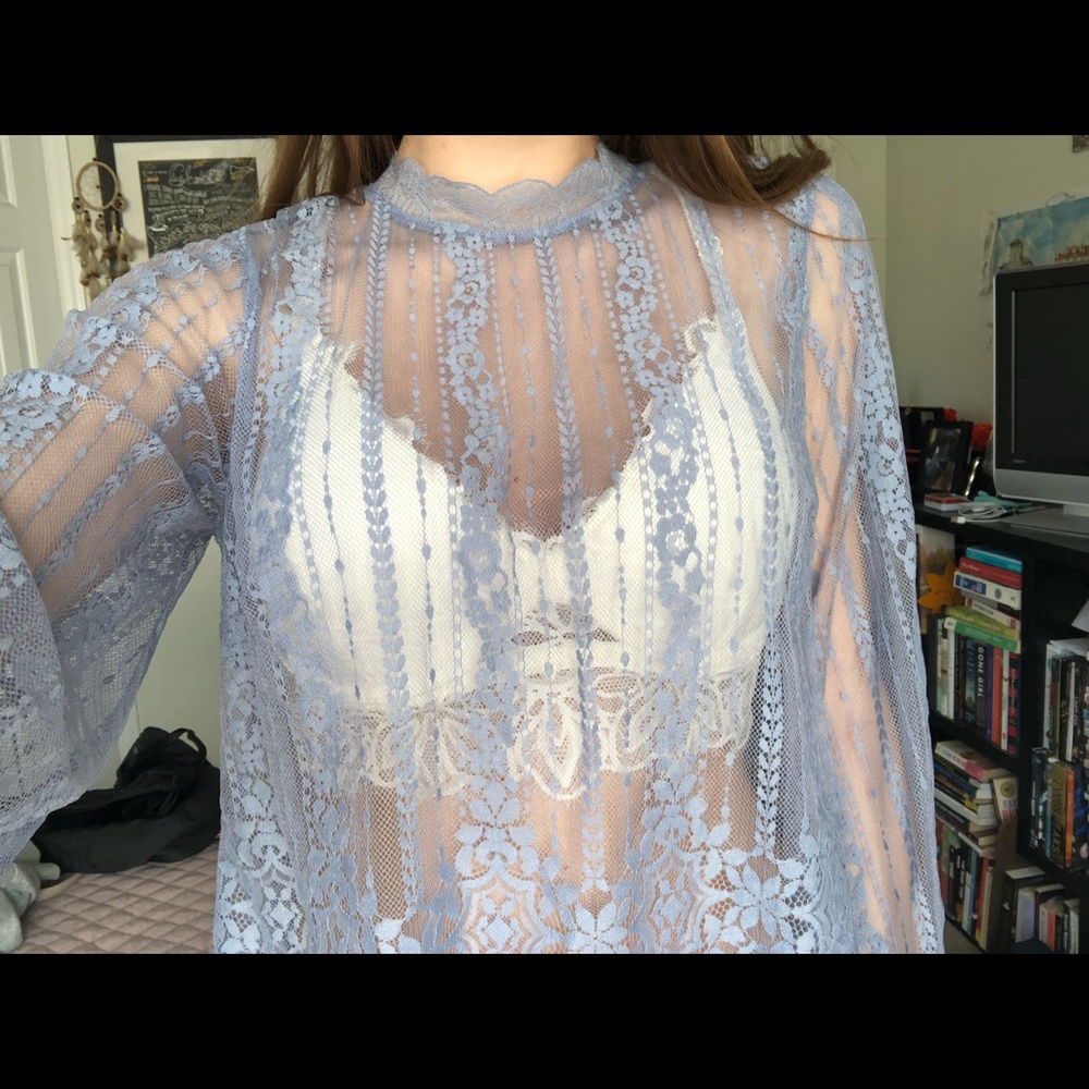 Beautiful baby blue mesh top